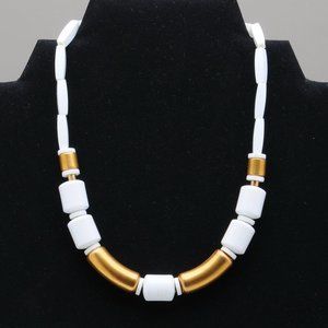 1960s Mod White & Gold Necklace